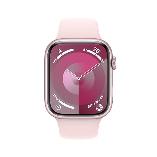 Apple Watch Series 9 [GPS, 45mm] Pink Aluminum Case with Pink Sport Band, M/L (Renewed)