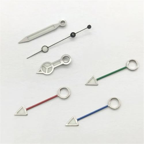 X psblty GMT Watch Hands, 4 Blue-Green Luminous Hands 13mm×12mm×11.5mm×7.5mm, Suitable for NH34 Movement(Red)