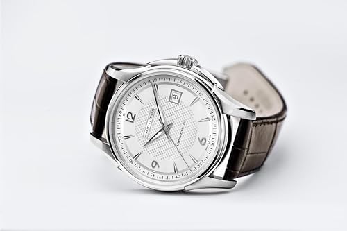 Hamilton Jazzmaster Automatic Men's Watch, 40mm Stainless Steel Case, Swiss Made, Silver Dial Analog Wrist Watch for Men, 50m Waterproof, Sapphire Crystal, 3-Hand Movement, Calf Leather Strap