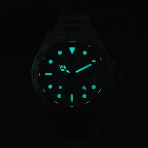 watchdives GMT Automatic Watch WD1993 Dual Time Zone Dive Wristwatch 40mm Sapphire Crystal 100M Waterproof Watches for Men (White)