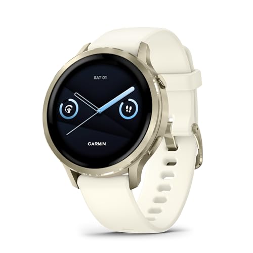 Garmin Venu 4, 41mm, Advanced Fitness Tracker GPS Smartwatch, 1.2" AMOLED Display, Built-in Flashlight, 10 Days of Battery Life, Lunar Gold with Bone Silicone Band (Watch Bundle)