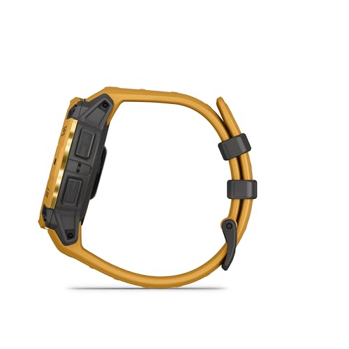 Garmin Instinct® 3 – 45 mm, Solar, Rugged Outdoor GPS Smartwatch, Built-in Flashlight, Alpine Rush Collection Limited Edition Color, Sunburst with Sunburst/Gray Band