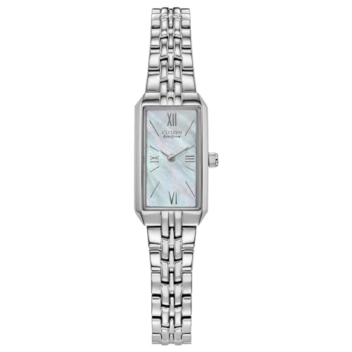 Citizen Ladies' Eco-Drive Classic Dress Corso Stainless Steel Rectangle Watch with Mother-of-Pearl Dial, 2-Hand, Jewelry Clasp