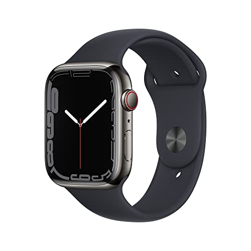 Apple Watch Series 7 (GPS + Cellular, 45MM) Graphite Stainless Steel Case with Midnight Sport Band (Renewed)