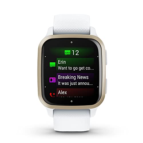 Garmin Venu® Sq 2 GPS Smartwatch, All-Day Health Monitoring, Long-Lasting Battery Life, AMOLED Display, Cream Gold and White (Renewed)