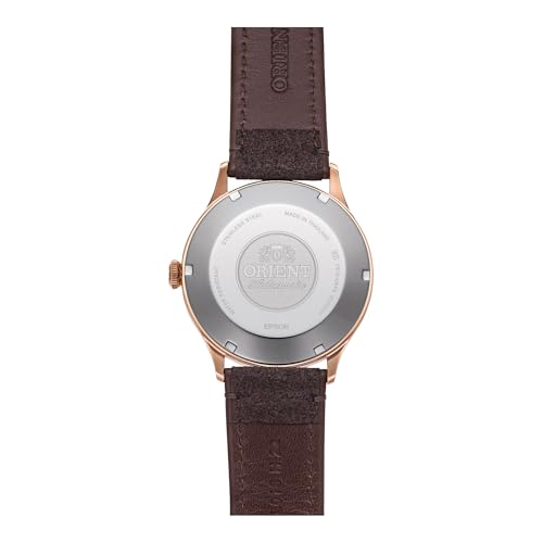 Orient Classic Bambino V4 Male Automatic Hand Winding Wristwatch - Mechanical Casual Leather Brown Band Stainless Steel Case Analog Brown Dial - RA-AC0P04Y