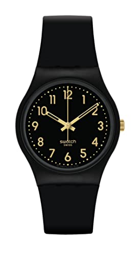Swatch Gent Biosourced Unisex Watch Casual Plastic Black Quartz Waterproof Golden Tac