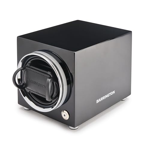BARRINGTON Automatic Watch Winder Box | Single Watch Winder Box | Silent Japanese Motor | Adjustable TPD 650-1950 | Cushion for Wrists from 16.5cm/6.5” to 21.5cm/8.5” | Black