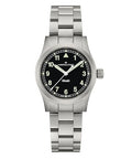 Hamilton Khaki Field Khaki Quartz Men's Watch, 33mm Stainless Steel Case, Swiss Made, Black Dial Analog Wrist Watch for Men, 50m Waterproof, Sapphire Crystal, Stainless Steel Strap
