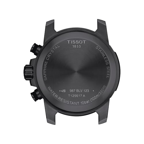 Tissot Mens Supersport Chrono 316L Stainless Steel case with Black PVD Coating Swiss Quartz Watch, Black, Beige, Textile, 22 (T1256173705101)