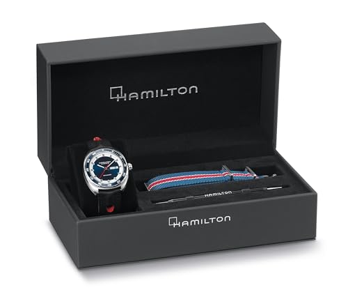 Hamilton American Classic Automatic Men's Watch, 42mm Stainless Steel Case, Swiss Made, Blue Dial Analog Wrist Watch for Men, 50m Waterproof, Sapphire Crystal, 3-Hand Movement, Cow Leather Strap