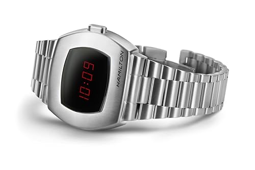 Hamilton American Classic PSR Quartz Men's Watch, 41mm x 35mm Stainless Steel Case, Swiss Made, Red Dial Analog Wrist Watch for Men, 100m Waterproof, Sapphire Crystal, Stainless Steel Strap