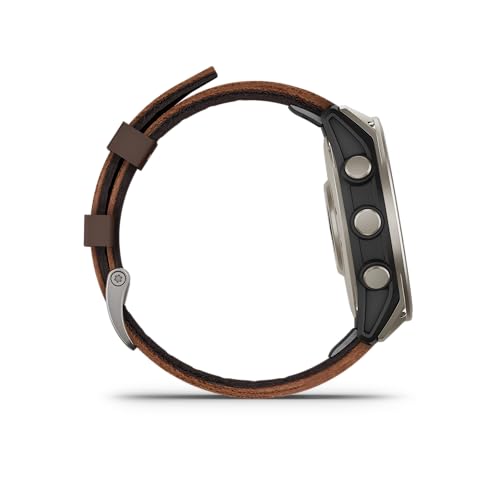 Garmin D2™ Mach 2 – 47 mm, Premium Aviator Smartwatch with GPS, Advanced Flight Maps, LED Flashlight, Built-in Microphone/Speaker for Calls and Texts, Titanium with Oxford Brown Leather Band