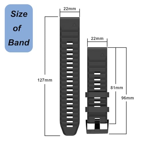 Watch Band for Garmin Fenix 6/Fenix 7/Fenix 8 (47mm)/Fenix 5/Fenix E (47MM), 22mm Silicone Watch Bands Quick Fit Strap for Garmin Smartwatch (Black)
