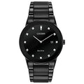 Citizen Men's Eco-Drive Modern Axiom Diamond Watch in Black IP Stainless Steel, Black Dial (Model: AU1065-58G)