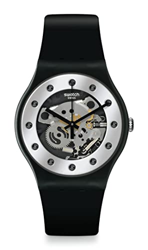 Swatch New Gent Biosourced Unisex Watch Casual Plastic Black Quartz Waterproof Silver Glam