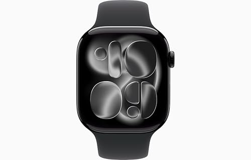 Apple Watch Series 11 [GPS + Cellular, 46mm] Jet Black Aluminum Case with Black Sport Band, M/L (Renewed)