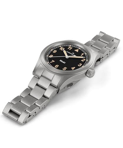 Hamilton Khaki Field Khaki Quartz Men's Watch, 38mm Stainless Steel Case, Swiss Made, Black Dial Analog Wrist Watch for Men, 50m Waterproof, Sapphire Crystal, Stainless Steel Strap