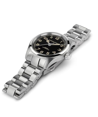 Hamilton Khaki Field Murph Automatic Men's Watch, 38mm Stainless Steel Case, Swiss Made, Black Dial Analog Wrist Watch, 100m Waterproof, Sapphire Crystal, 3-Hand Movement, Stainless Steel Strap