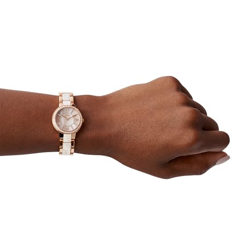 Fossil Women's Watch, Virginia Quartz Stainless Steel and Acetate Three-Hand Watch for Women, Color: Rose Gold/White Horn