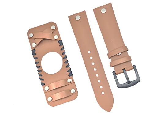 Powerhill 22mm Genuine Leather Cuff Watch Band,Compatible with Standard 22mm Band Width Watch, Galaxy Watch 46mm,Gear S3,Fossil Carlyle/Julianna/Explorist/Marsha,Brown B