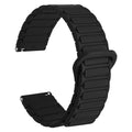 WOCCI 22mm Magnetic Silicone Watch Band, Tactile Ridged Texture, Quick Release (Black)