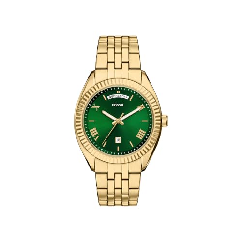 Fossil Men's Watch, Campbell Three-Hand Day-Date Gold-Tone Stainless Steel Watch for Men