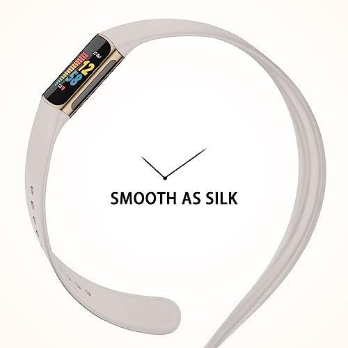 6 Pack for Fitbit Charge 6 Bands/Fitbit Charge 5 Band Women Men, Soft Silicone Waterproof Adjustable Sport Replacement Wristband Strap Compatible with Fitbit Charge 6 / Charge 5 Fitness Trackesr