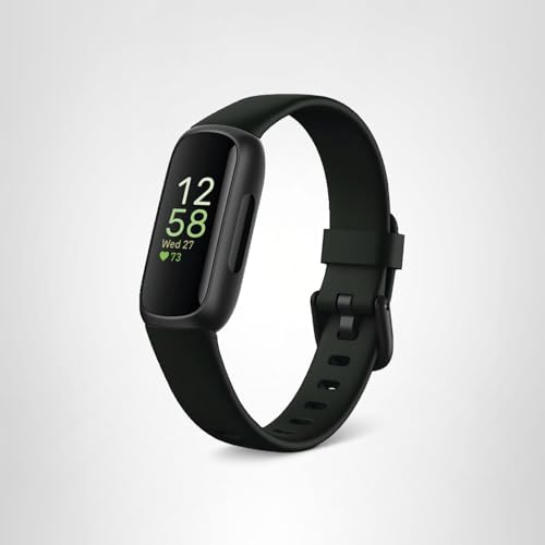 Fitbit Inspire 3 Health & Fitness Tracker with Stress Management, Workout Intensity, Sleep Tracking, 24/7 Heart Rate - 3-Month Google Health Premium Membership Included - Midnight Zen/Black
