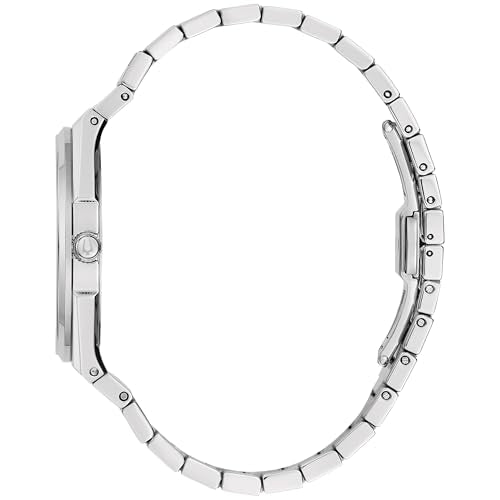 Bulova Men's Quartz Dress Classic Watch, Silver-Tone Stainless Steel Bracelet, Silver-White Dial, Calendar (Style: 96B481)
