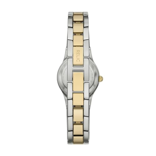 RELIC by Fossil Women's Charlotte Three-Hand Date Silver and Gold Two-Tone Alloy Metal Bracelet Watch, Gold and Silver Watch for Women