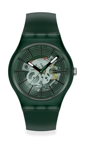 Swatch New Gent Unisex Casual Watch Bio-sourced Green Quartz Water Resistant Revealed in THE Forest