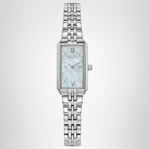 Citizen Ladies' Eco-Drive Classic Dress Corso Stainless Steel Rectangle Watch with Mother-of-Pearl Dial, 2-Hand, Jewelry Clasp