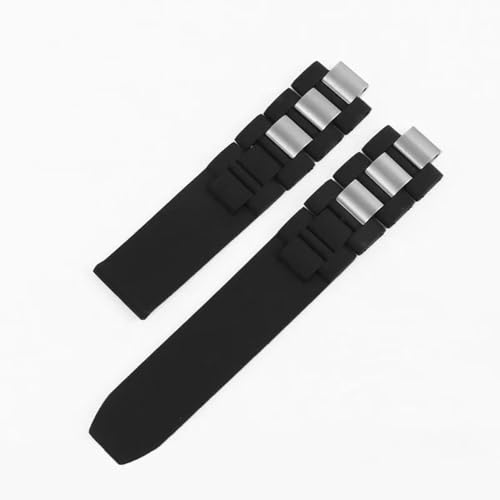 Cirtrar Black Rubber Silicone Watch Band Compatible with Must De Cartier 21 Century Chronograph Quartz