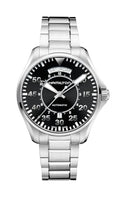 Hamilton Khaki Aviation Automatic Men's Watch, 42mm Stainless Steel Case, Swiss Made, Black Dial Analog Wrist Watch for Men, 100m Waterproof, Sapphire Crystal, Stainless Steel Strap