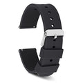 Cobee Silicone Watch Bands, Quick Release Waterproof Soft Rubber Replacement Straps with Silver Plated Stainless Steel Buckle Smart Watch Straps Sport Watchbands for Men Women (20mm-Black)