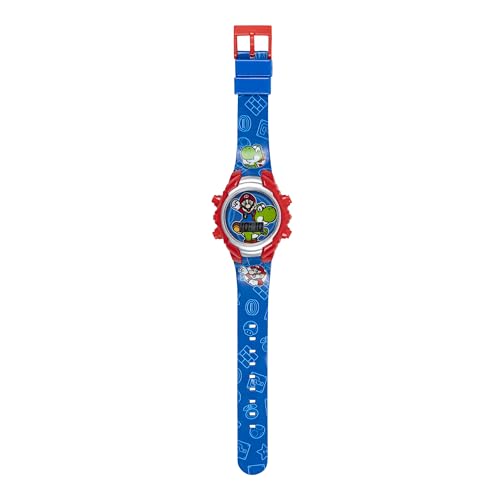 Super Mario Kids Digital Watch with Yoshi, LED Light Show, Soft Silicone Strap, Durable Kid-Friendly Design, Fun Time-Telling for Boys and Girls