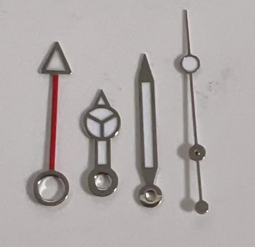X psblty GMT Watch Hands, 4 Blue-Green Luminous Hands 13mm×12mm×11.5mm×7.5mm, Suitable for NH34 Movement(Red)