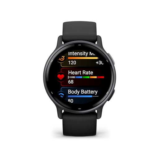 Garmin Vívoactive 5, Health and Fitness GPS Smartwatch, AMOLED Display, Up to 11 Days of Battery, Slate Aluminum Bezel with Black Case and Silicone Band