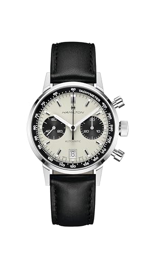 Hamilton American Classic Automatic Men's Watch, 40mm Stainless Steel Case, Swiss Made, White Dial Analog Wrist Watch for Men, 100m Waterproof, Sapphire Crystal, Cow Leather Strap