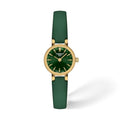 Tissot Womens Tissot Lovely Round 316L Stainless Steel case with Yellow Gold PVD Coating Quartz Watch, Green, Leather, 6 (T1400093609100)