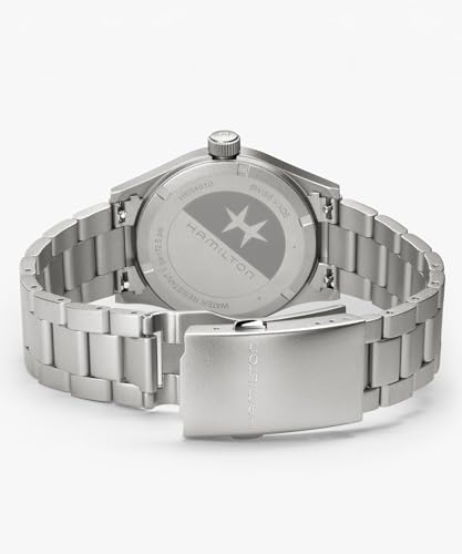 Hamilton Khaki Field Khaki Quartz Men's Watch, 38mm Stainless Steel Case, Swiss Made, White Dial Analog Wrist Watch for Men, 50m Waterproof, Sapphire Crystal, Stainless Steel Strap