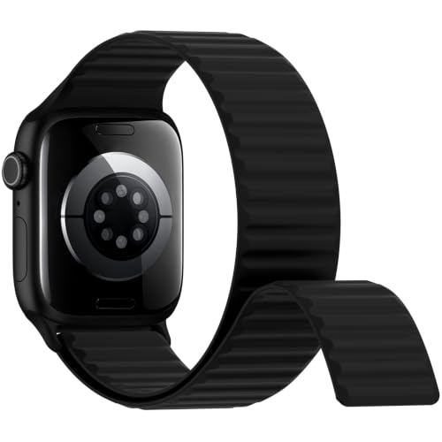 Magnetic Silicone Sport Bands Compatible with Apple Watch Band 40mm 38mm 41mm 42mm 44mm 45mm 46mm 49mm for Women Men, Soft Strap Loop Wristband for iWatch bands Series 11 10 9 8 7 6 5 4 3 2 1 SE Ultra