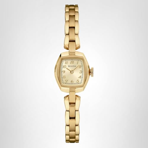 Bulova Ladies' Classic Dress Mini 2-Hand Quartz Watch, Stainless Steel, Arabic Markers, Gold Tone