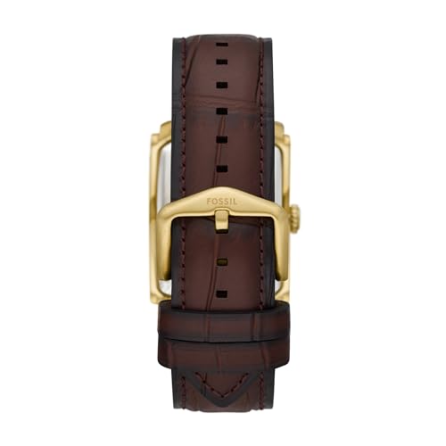 Fossil Men's Watch, Carraway Quartz Stainless Steel Three-Hand Leather Watch for Men, Gold/Brown