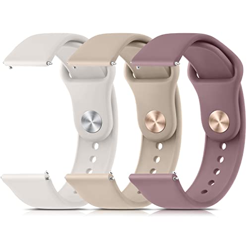 Meliya Silicone Watch Bands, 20mm 22mm Quick Release Soft Sport Replacement Watch Strap for Women Men (22mm, Starlight+Milk Tea+Violet Smoke)