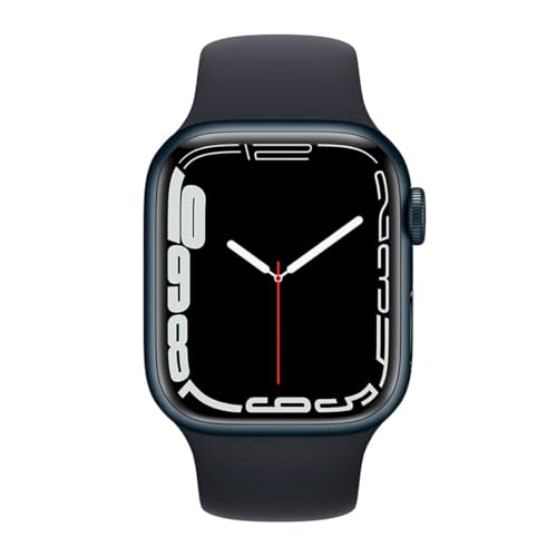 Apple Watch Series 7 (GPS, 45mm) Midnight Aluminum Case with Midnight Sport Band (Renewed)
