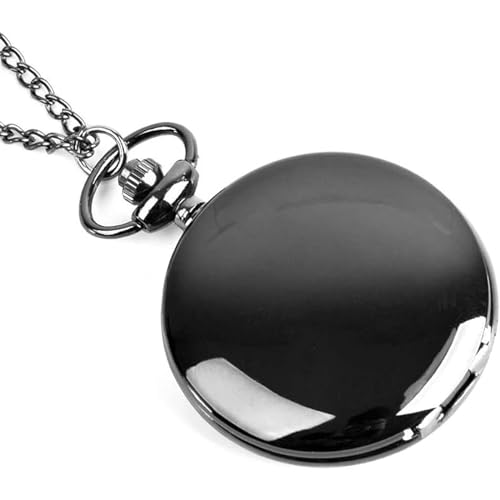 alladaga Set of 2 Classic Pocket Watch with Chain for Men and Women (Black Black)