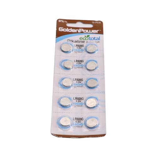 Golden Power LR920GH Alkaline Button Cell 1.5V Battery Hi-Pro Strongest Leak-Proof Performance,10 Count (Pack of 1)
