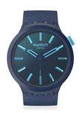 Swatch Big Bold Biosourced Lacquered Unisex Watch Casual Polymer Blue Automatic Waterproof Indigo Glow